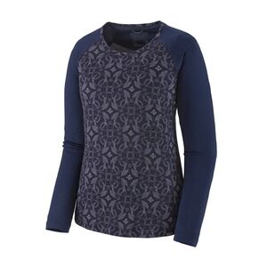 Patagonia Capilene Midweight Crew Women's Small Artic Ox Geo Blue Baselayer‎ Top